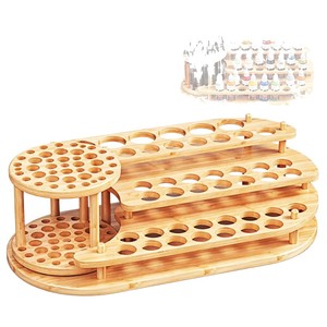 Wooden <b>Storage</b> <b>Rack</b> 3 Tier Round Desktop Organizer For Paintbrushes And Paint <b>Bottles</b> - Product Image 2