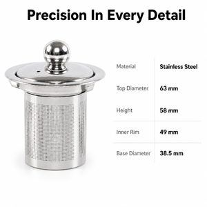 Juego de Infusor de Té de Acero Inoxidable con Tapa y Asa, Colador de Malla Fina Reutilizable para Preparación Casera, Diseño Moderno y Pulido - Product Image 6