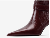 Bottes en cuir véritable pour l'automne/hiver, sexy et tendance, à bout pointu, talons hauts et fins, fermeture éclair, doublure en peau de mouton, coupe ample