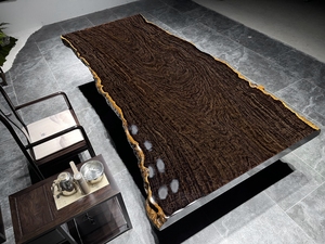 Tavolo di Lusso <span class=keywords><strong>in</strong></span> <span class=keywords><strong>Legno</strong></span> Massello di Ebano - <span class=keywords><strong>Lastra</strong></span> Naturale con Bordo Vivo per Sala da Pranzo Opulenta e Arredamento Direzionale - Product Image 5