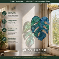 El Yapımı Monstera Yaprağı Güneş Yakalayıcısı 7,5 İnç Vitray Metal Çerçeveli Tropikal Dekor Toptan OEM Denetim Hazır