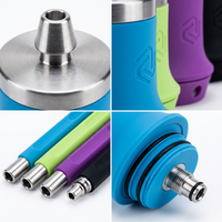 Chicha électronique portable mini de voyage, type droit, en acier inoxydable givré moderne, personnalisable, multicolore
