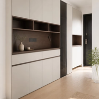 Armoire de rangement en bois massif de grande capacité, armoire minimaliste pour entrée avec 2 portes et 4 étagères pour couloir, usage domestique