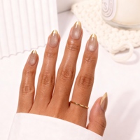 Faux ongles écologiques français, effet œil de chat, à presser, faits à la main, faux ongles de longueur moyenne, boîte vide pour faux ongles à presser