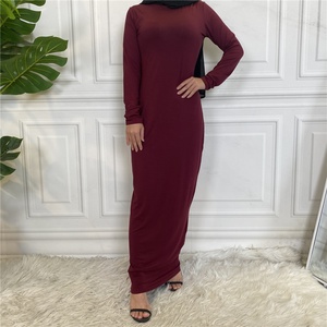 9099# Woman Bodycon Dress Fashion Design Muslim Women Clothing Modal Plain <b>Maxi</b> Dress - Product Image 4