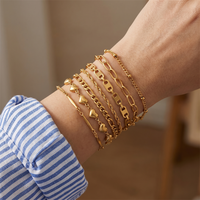 Bracelets empilables HOVANCI pour femmes, plaqués or, en acier inoxydable, avec perles, ensemble de bijoux