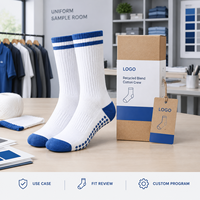 Chaussettes pour hommes en mélange de coton et élasthanne, blanches et cobalt, tricot côtelé, talon et bout renforcés, tailles personnalisées