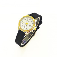 Ensemble de montres pour femmes, bijoux en strass tendance, montre à quartz ronde de 30 mm avec calendrier, bracelet en silicone, vente en gros