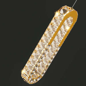 Lámpara Colgante Ovalada Moderna Dorada, Lámpara de Araña de Cristal LED, Altura Ajustable, Regulable, Bombilla E27, 2700K, Blanco Cálido, Tamaño Grande - Product Image 5