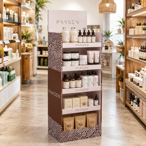 Étagère de présentation multicouche en carton ondulé pour produits capillaires et de soin du visage, graphismes personnalisés, installation facile pour les grands supermarchés - Product Image 3