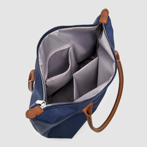 Women's Fashionable <b>Nylon</b> Hobo Shopping Bag Top Handle Foldable Embroidery Zipper Closure Portable Lady Style <b>Tote</b> Bag - Product Image 2