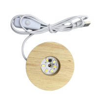 Socle de présentation en bois et résine avec LED USB, éclairage minimaliste pour chambre à coucher, effet laser 3D en cristal