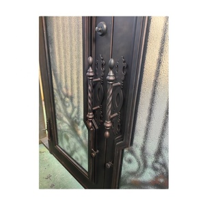 Porte de sécurité décorative / Porte simple en fer forgé / Modèles de portes en grille de fer avec rupture de pont thermique en verre - Product Image 4