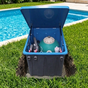 Système de <span class=keywords><strong>filtration</strong></span> intégré pour <span class=keywords><strong>piscine</strong></span> creusée, filtre à sable et pompe en fibre de verre avec armoire de rangement - Product Image 1