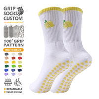 Chaussettes de yoga Pilates antidérapantes élastiques mi-mollet de haute qualité pour femmes, avec logo brodé, design chaussettes de yoga à adhérence pour le Pilates