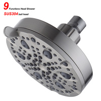 Ensemble de douche pluie encastré OEM personnalisé de 5 pouces, en ABS nickel brossé, certifié CUPC, 1,75 GPM, multifonction, style américain, circulaire