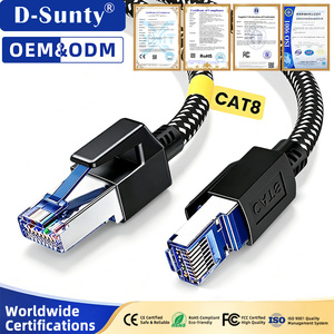 Câble Ethernet tressé rond Cat8 personnalisé 40 Gbit/s, robuste, RJ45, certifié CE RoHS, pour centre de données, routeur de jeu - Product Image 1