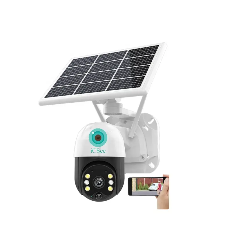 Drop Shipping Hd 4mp Icsee Wifi Netwerk Camera Solar Outdoor Met Pir Menselijke Detectie Batterij Beveiliging Nachtzicht Bewaking