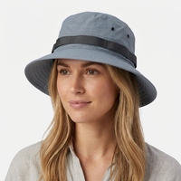 Topi Boonie Kustom Lebar, Topi Matahari Outdoor Warna Abu-abu Slate, Jaring Nilon Berventilasi, untuk Memancing, Kemah, Unisex, Grosir