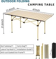 Table de camping pliante portable avec sac de transport, structure en acier, design rectangulaire pour intérieur, extérieur, camping, jardin, fête, terrasse