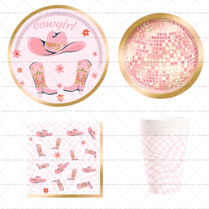 DAMAI Cowgirl Disco Birthday Party Plates Napkins Tableware Set 40-60 Pcs Plastic <b>for</b> Bachelorette Celebration Decorations - Product Image 4