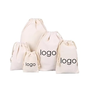 Sac à cordon personnalisé en coton, petit sac cadeau à cordon avec logo personnalisé, emballage en coton - Product Image 1