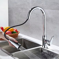 Robinet de cuisine moderne en alliage de zinc à prix d'usine, mitigeur chaud/froid à poignée unique avec douchette extractible flexible