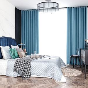 Tissu de rideau occultant de couleur unie au design luxueux pour salon - Product Image 2
