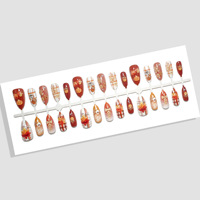 Faux Ongles d'Automne 3D Motif Pain d'Épices Confortable Forme Amande 30 Pièces Réutilisables pour Fête de Thanksgiving Usage Quotidien Vente en Gros Directe Usine