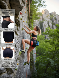 Shorts Deportivos de Cintura Alta sin Costuras para Mujer, Spandex, Color Sólido, Transpirables, Cintura Elástica, para Escalada, Yoga, Gimnasio y Actividades al Aire Libre - Product Image 2