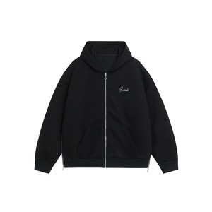 <b>Black</b> Zip Up Hooded Sweatshirt <b>Men</b> Cotton Blend Fleece Hoodie Streetwear Track Top for Autumn - Product Image 1