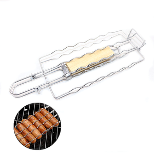 WELAND Panier <span class=keywords><strong>de</strong></span> barbecue portable pour hot-dogs <span class=keywords><strong>en</strong></span> fer électrolytique avec poignée <span class=keywords><strong>en</strong></span> <span class=keywords><strong>bois</strong></span> pour grillades <span class=keywords><strong>de</strong></span> saucisses - Product Image 4