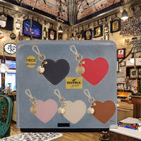 Llavero Personalizado de Cuero PU y Aleación de Zinc con Forma de Corazón, Impresión Digital, para Regalos Promocionales y Pedidos al por Mayor