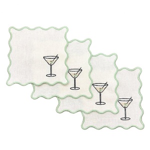 Cotton <b>Linen</b> Cocktail Napkins Embroidered Monogram Pattern <b>Table</b> <b>Cloth</b> <b>Linen</b> Wine Mat for Hotel French 100% Pure Handmade 1 Pc - Product Image 4