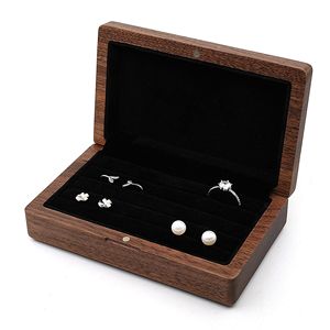 Black Walnut Rectangular European Style Single-Tier Ring Storage Box Necklace Earrings Jewelry Box <strong>Jewellery</strong> Items <strong>ETSY</strong> Handmade - Product Image 5