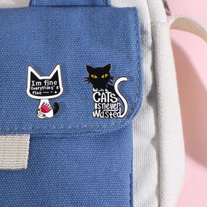 YINI Fabricante personalizado 4PCS Sarcastic Cat Resina epoxi Aleación de zinc Pins - Whimsical "It's Fine" Quote Pins Esmalte-texturizado - Product Image 4