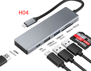 MARCH EXPO 6-in-1 adattatore di tipo C Mini Docking Station con 4K 60Hz HD-MI 2 USB 3.0 lettore di schede SD/TF, 100W PD per MacBook Pro - Product Image 1