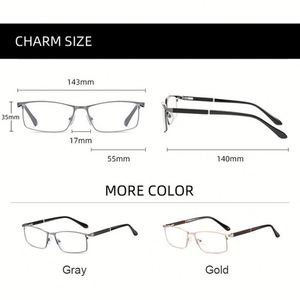Custom Logo Men Presbyopia Optical Glasses Frames Spring <b>Hinges</b> Stainless Steel Anti Blue <b>Light</b> Reading Glasses - Product Image 6