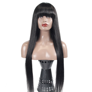Peluca peruana recta de 30 pulgadas alineada con cutículas, vendedores mayoristas de cabello humano, peluca de máquina con flequillo - Product Image 2