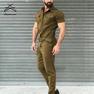 New men's trousers casual rompers soft long pants one-piece suits belted uniforms overalls men jumpsuits trousers