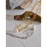 JINYOU-Collier de perles rondes en acier inoxydable pour femmes, bijoux coréens en or et argent, pendentif élégant, 2540