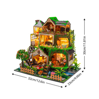 Casa de Muñecas de Madera Ecológica de Diseño OEM al por Mayor L2501, Kit de Casa de Muñecas de Bricolaje con Temática de Bosque de Cuentos de Hadas, Casa de Muñecas en Miniatura con Luz