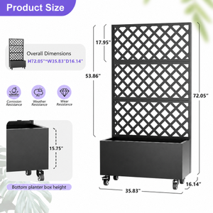 Metal Raised <b>Garden</b> Bed Planter Box with Trellis Outdoor Flower Planter with Wheels <b>for</b> Climbing <b>Plants</b> - Product Image 4