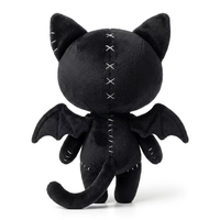 Service de conception de poupées et jouets en peluche personnalisés : Chat chauve-souris gothique, Animal en peluche style Stitch, Chat en peluche style Coraline avec yeux boutonnés, rembourré en coton PP