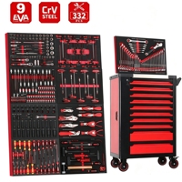 Chariot à outils de réparation automobile avec ensemble d'outils roulants de 332 pièces, à utiliser dans les ateliers et les garages 4S