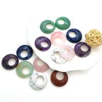 Perles en pierre naturelle plates et rondes en forme de donut, breloques pour la fabrication de bijoux, boucles d'oreilles, artisanat DIY, accessoires d'énergie curative, vente en gros