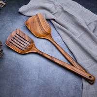 Ensemble d'ustensiles de cuisine de luxe en bois, spatules carrées à cinq lignes, antiadhésives, écologiques et compatibles lave-vaisselle