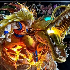 Action Figure di Goku Super Saiyan <span class=keywords><strong>3</strong></span> e Shenron Z Statua da Collezione per Fan di DBZ e Collezionisti di Anime - Product Image 2