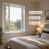 Fenêtre à battant insonorisée en PVC avec moustiquaire, double vitrage Low-E pour chambre, salle de bain, cuisine, certifiée Energy Star