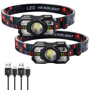 ไฟฉายคาดศีรษะ LED อัจฉริยะแบบเหนี่ยวนำรุ่นใหม่ ขนาดเล็ก พกพาสะดวก ตัวเครื่องทำจากพลาสติก ABS ชาร์จผ่าน USB เหมาะสำหรับตั้งแคมป์ - Product Image 1